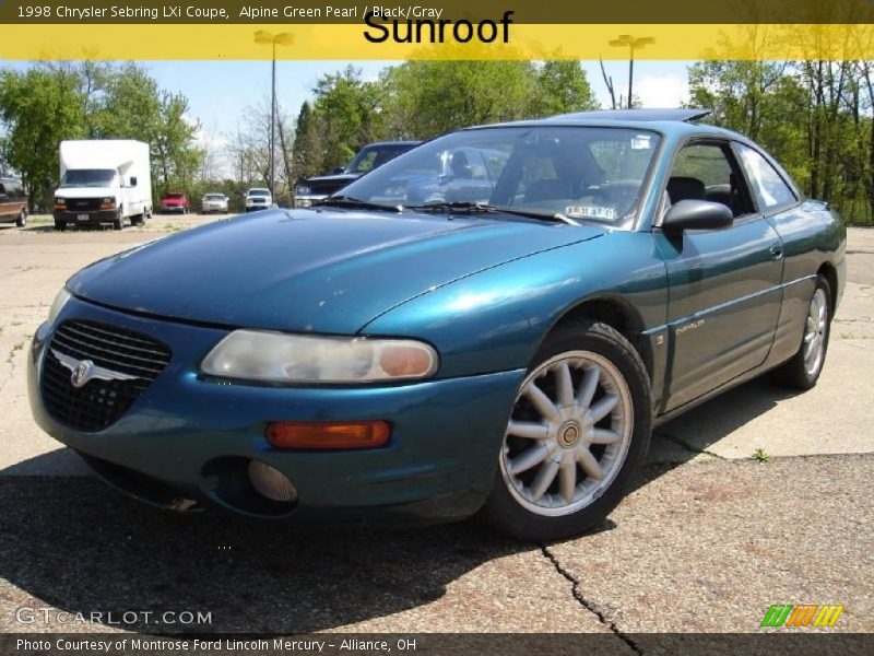 Alpine Green Pearl / Black/Gray 1998 Chrysler Sebring LXi Coupe