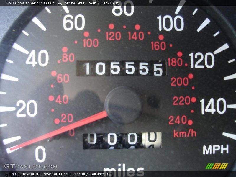 Alpine Green Pearl / Black/Gray 1998 Chrysler Sebring LXi Coupe