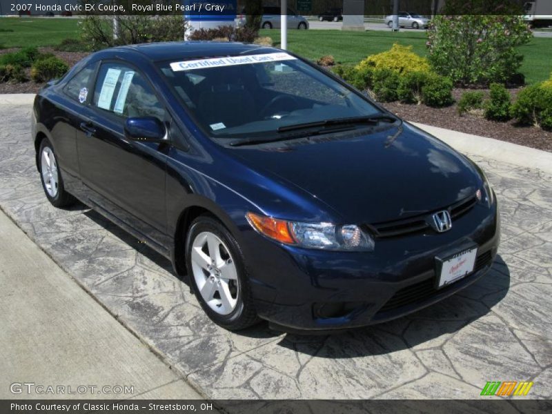 Royal Blue Pearl / Gray 2007 Honda Civic EX Coupe