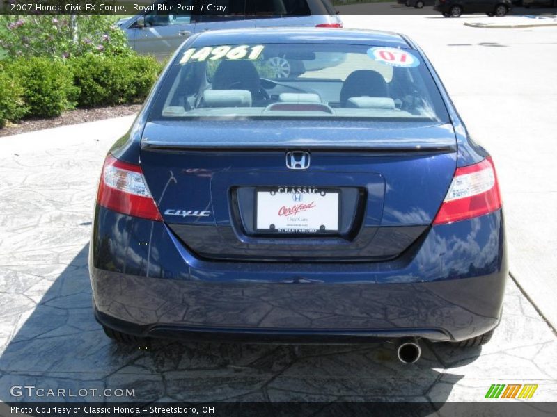Royal Blue Pearl / Gray 2007 Honda Civic EX Coupe