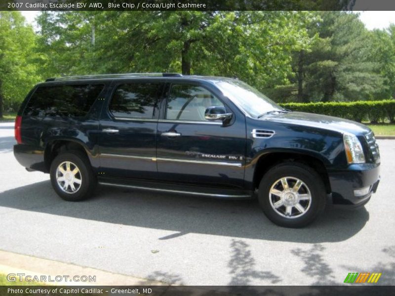 Blue Chip / Cocoa/Light Cashmere 2007 Cadillac Escalade ESV AWD