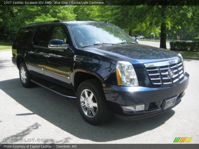 Blue Chip / Cocoa/Light Cashmere 2007 Cadillac Escalade ESV AWD