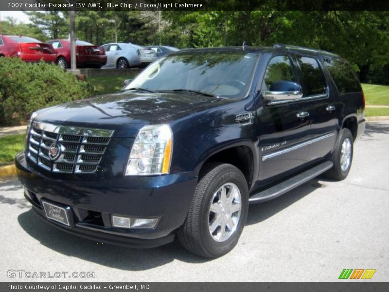 Blue Chip / Cocoa/Light Cashmere 2007 Cadillac Escalade ESV AWD