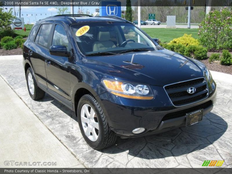 Deepwater Blue / Gray 2008 Hyundai Santa Fe SE 4WD