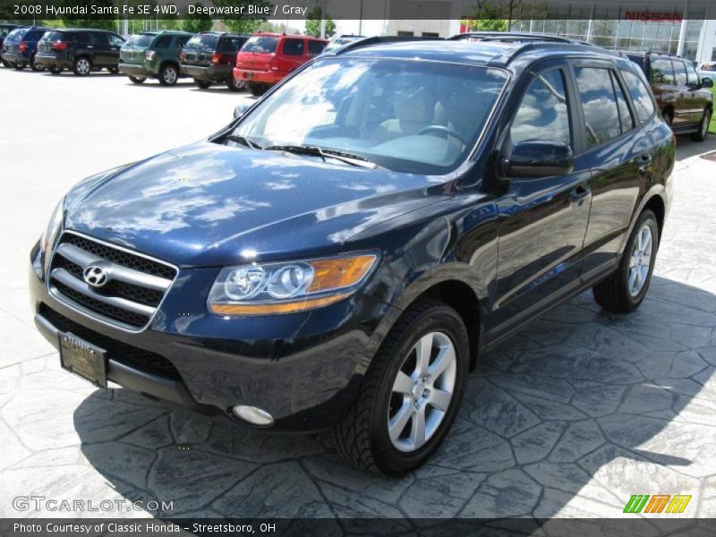 Deepwater Blue / Gray 2008 Hyundai Santa Fe SE 4WD