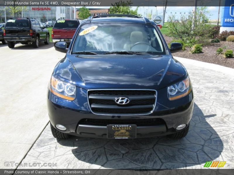 Deepwater Blue / Gray 2008 Hyundai Santa Fe SE 4WD