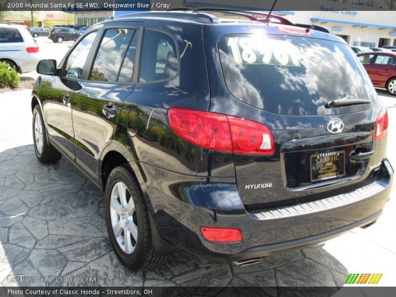 Deepwater Blue / Gray 2008 Hyundai Santa Fe SE 4WD