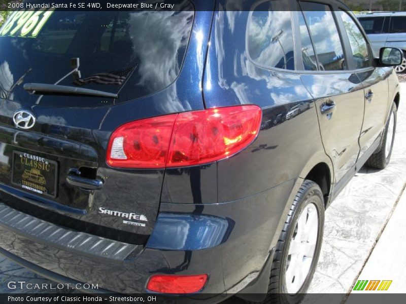 Deepwater Blue / Gray 2008 Hyundai Santa Fe SE 4WD