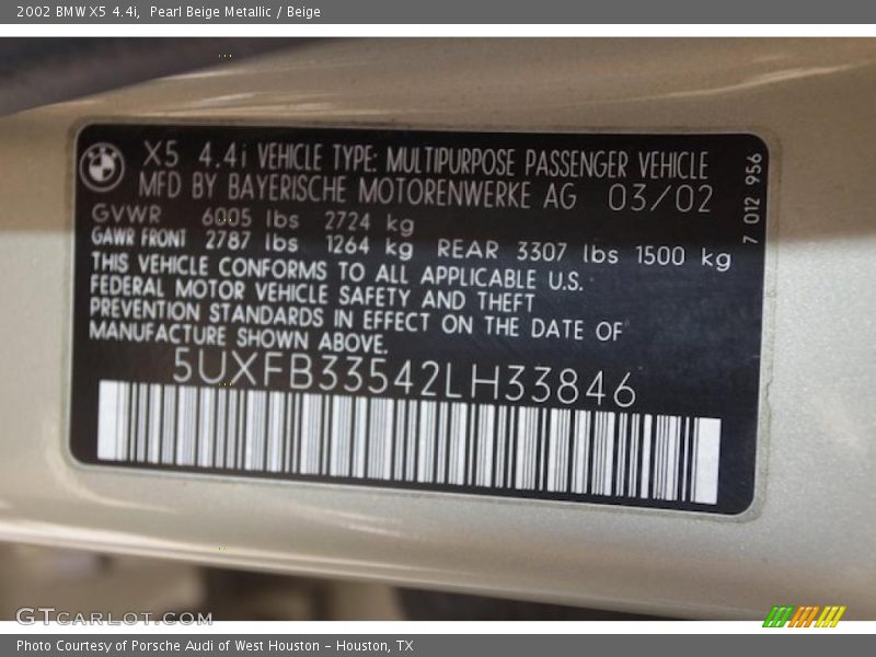 Pearl Beige Metallic / Beige 2002 BMW X5 4.4i