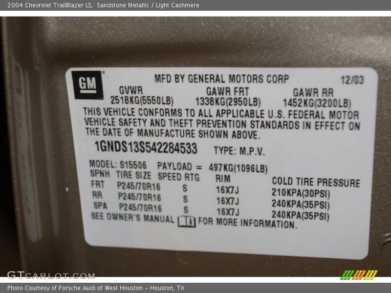 Sandstone Metallic / Light Cashmere 2004 Chevrolet TrailBlazer LS