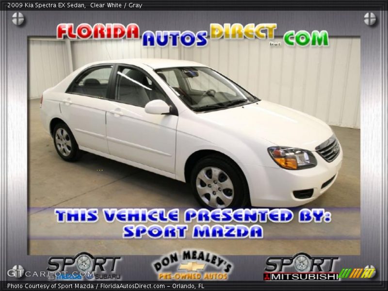 Clear White / Gray 2009 Kia Spectra EX Sedan