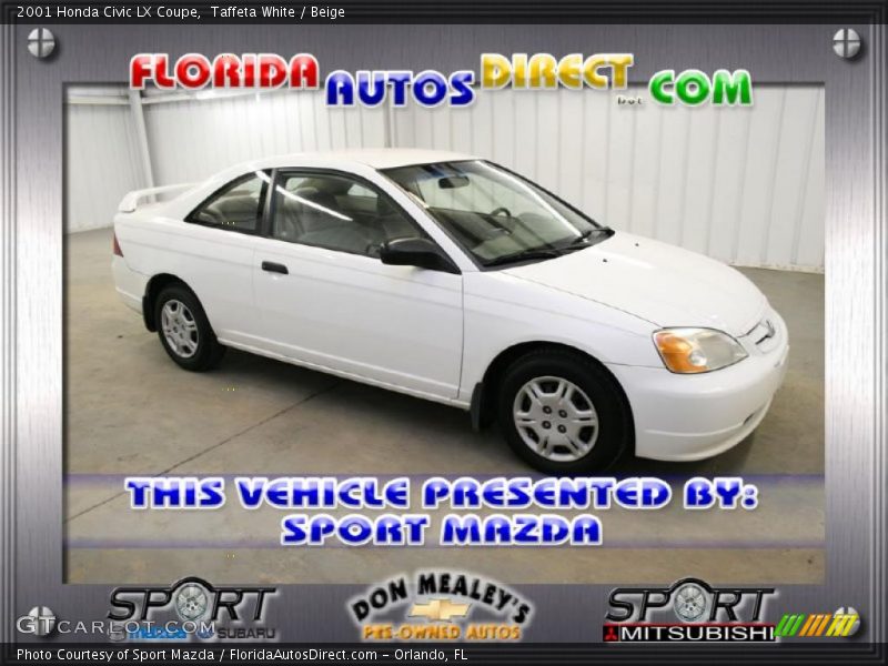 Taffeta White / Beige 2001 Honda Civic LX Coupe