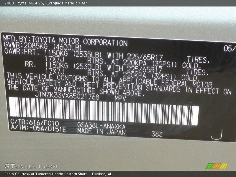 Everglade Metallic / Ash 2008 Toyota RAV4 V6