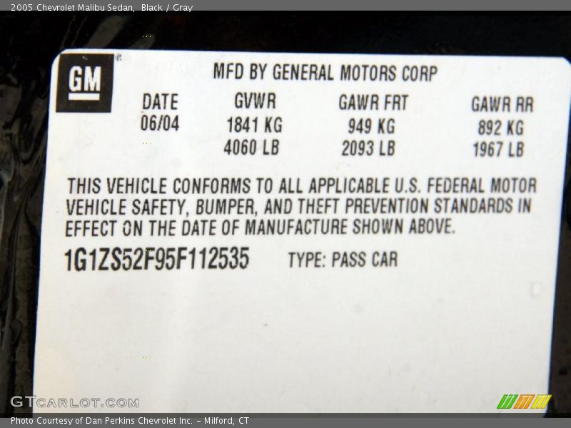 Black / Gray 2005 Chevrolet Malibu Sedan