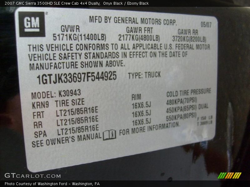 Onyx Black / Ebony Black 2007 GMC Sierra 3500HD SLE Crew Cab 4x4 Dually