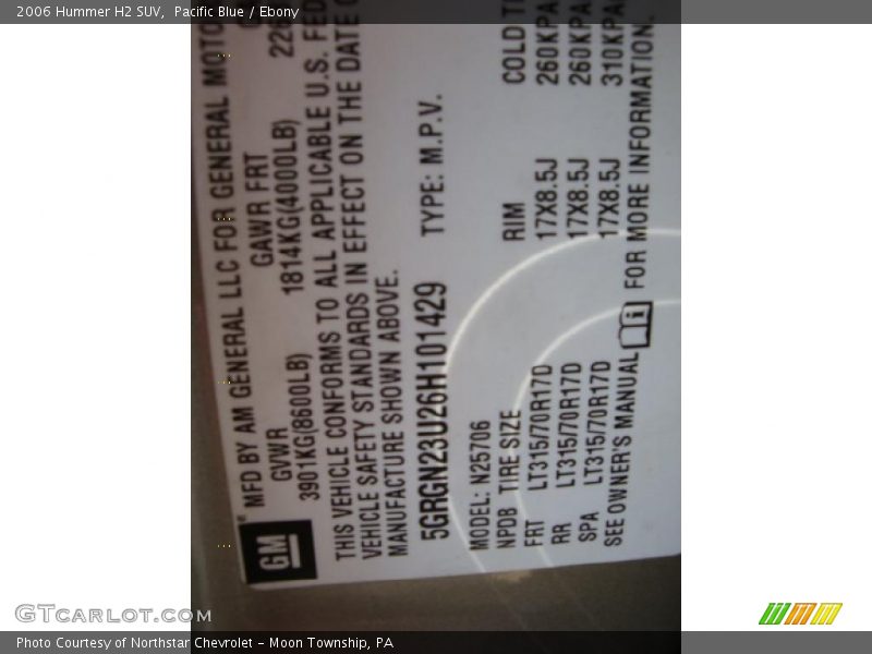Pacific Blue / Ebony 2006 Hummer H2 SUV