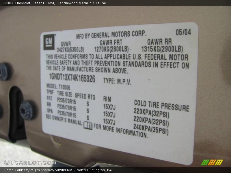 Sandalwood Metallic / Taupe 2004 Chevrolet Blazer LS 4x4