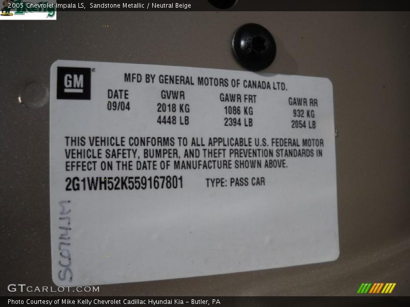 Sandstone Metallic / Neutral Beige 2005 Chevrolet Impala LS