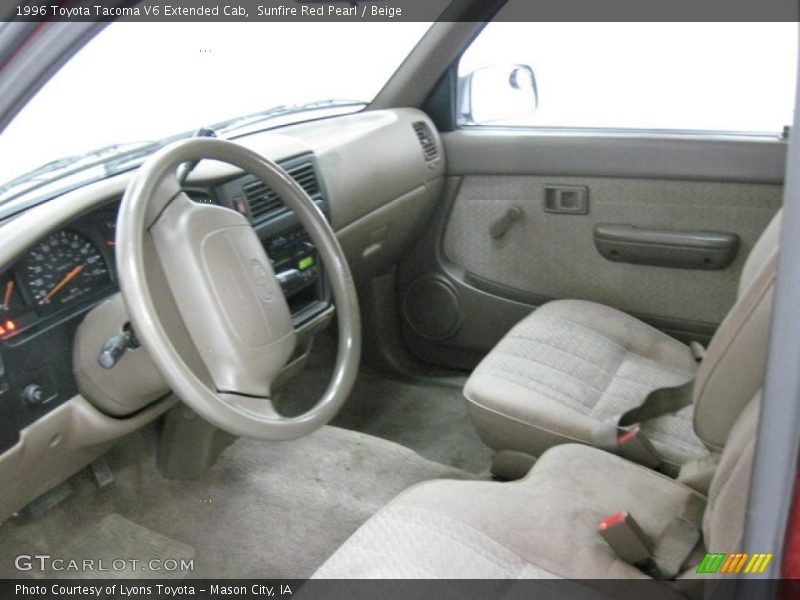Sunfire Red Pearl / Beige 1996 Toyota Tacoma V6 Extended Cab