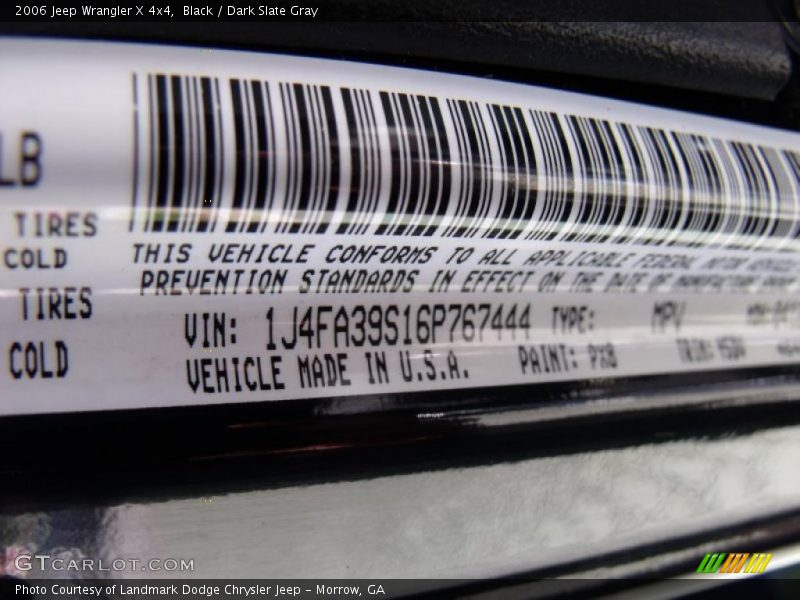 Black / Dark Slate Gray 2006 Jeep Wrangler X 4x4