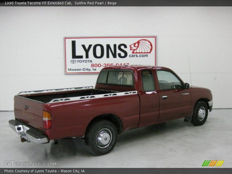 Sunfire Red Pearl / Beige 1996 Toyota Tacoma V6 Extended Cab