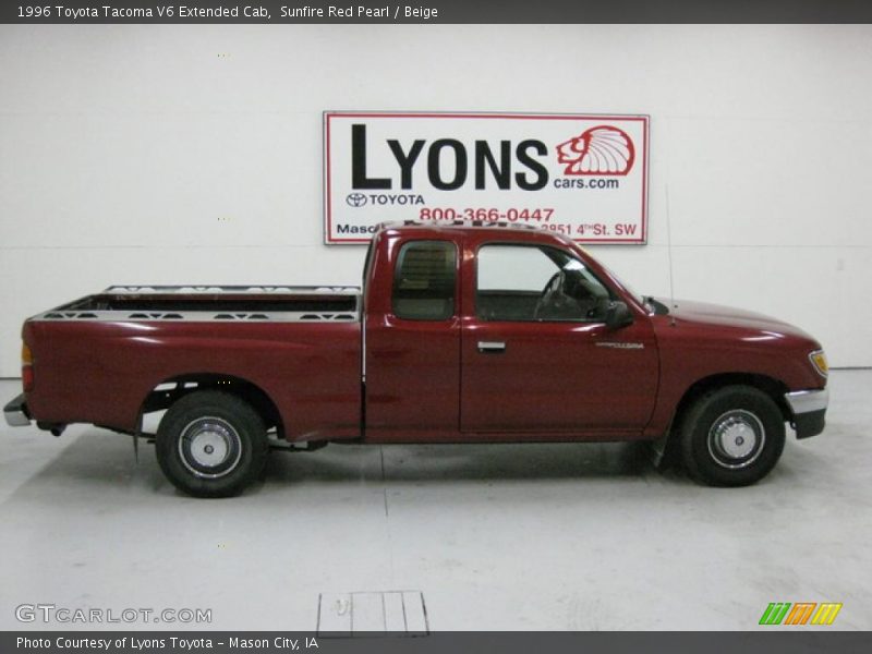 Sunfire Red Pearl / Beige 1996 Toyota Tacoma V6 Extended Cab