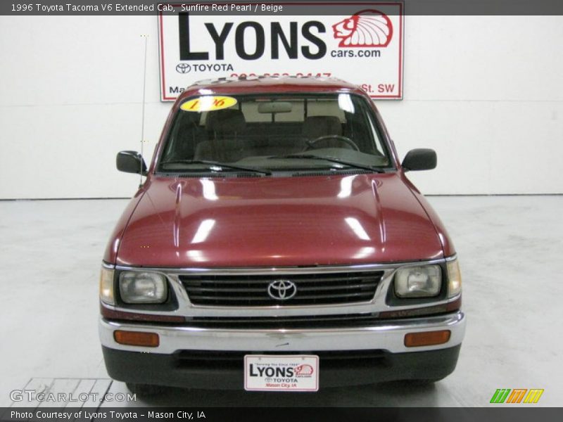 Sunfire Red Pearl / Beige 1996 Toyota Tacoma V6 Extended Cab