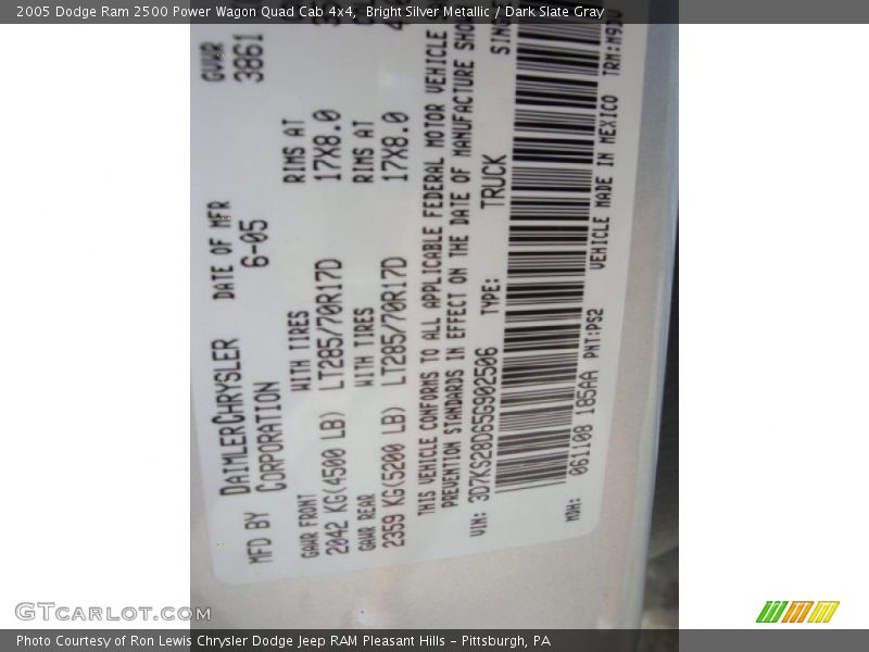 Bright Silver Metallic / Dark Slate Gray 2005 Dodge Ram 2500 Power Wagon Quad Cab 4x4