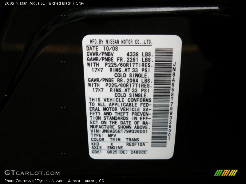 Wicked Black / Gray 2009 Nissan Rogue SL