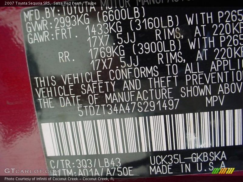 Salsa Red Pearl / Taupe 2007 Toyota Sequoia SR5