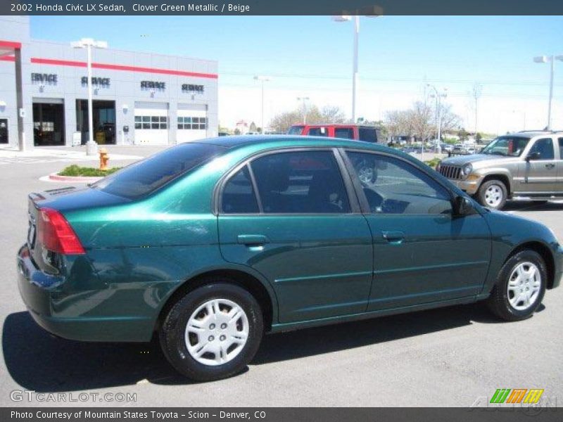 Clover Green Metallic / Beige 2002 Honda Civic LX Sedan