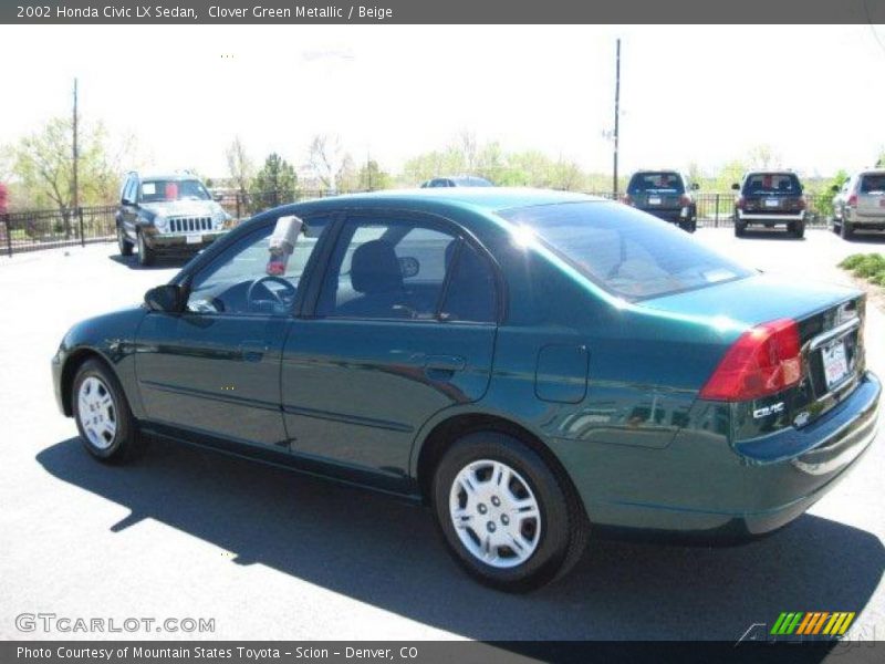 Clover Green Metallic / Beige 2002 Honda Civic LX Sedan