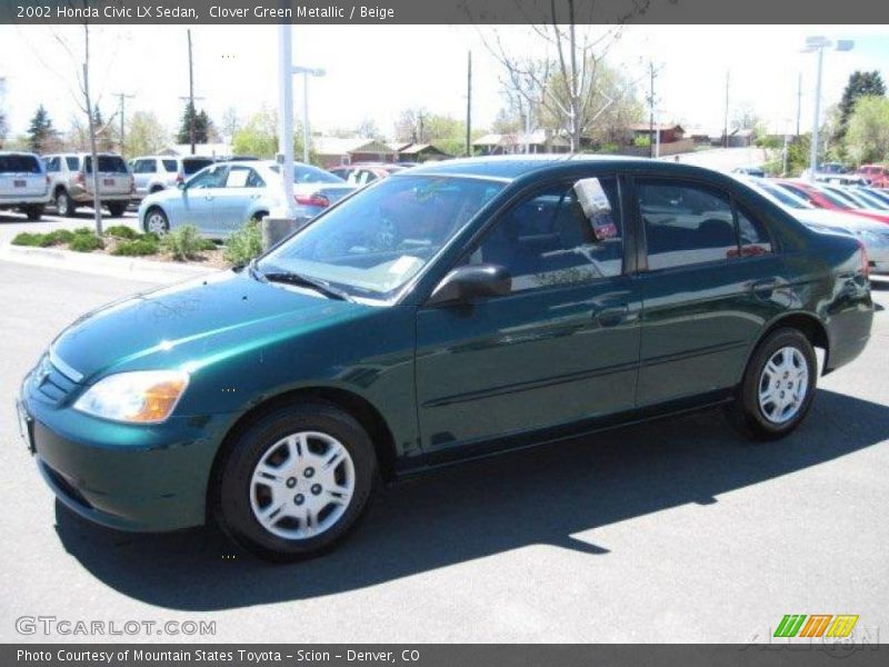 Clover Green Metallic / Beige 2002 Honda Civic LX Sedan