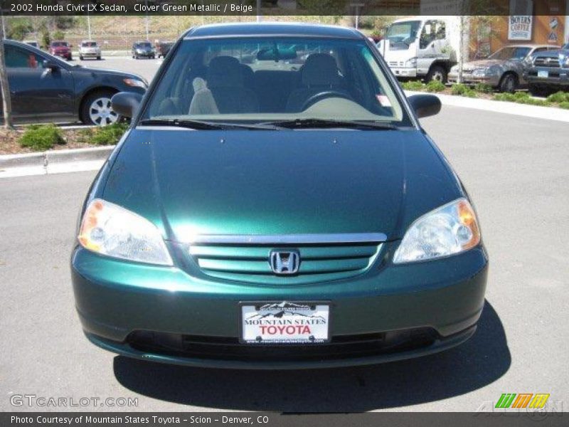 Clover Green Metallic / Beige 2002 Honda Civic LX Sedan