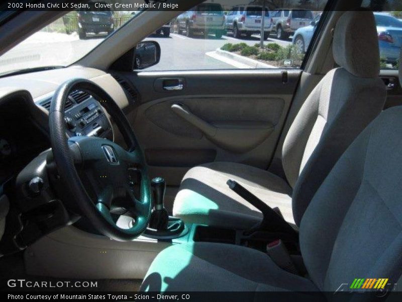 Clover Green Metallic / Beige 2002 Honda Civic LX Sedan