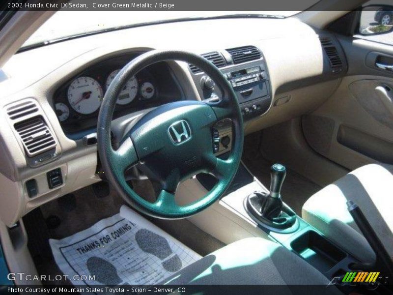 Clover Green Metallic / Beige 2002 Honda Civic LX Sedan