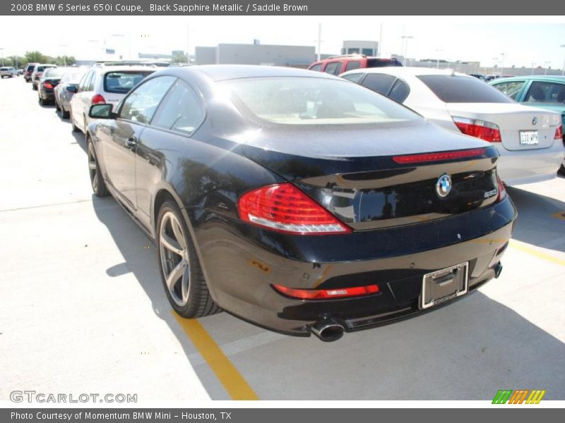 Black Sapphire Metallic / Saddle Brown 2008 BMW 6 Series 650i Coupe