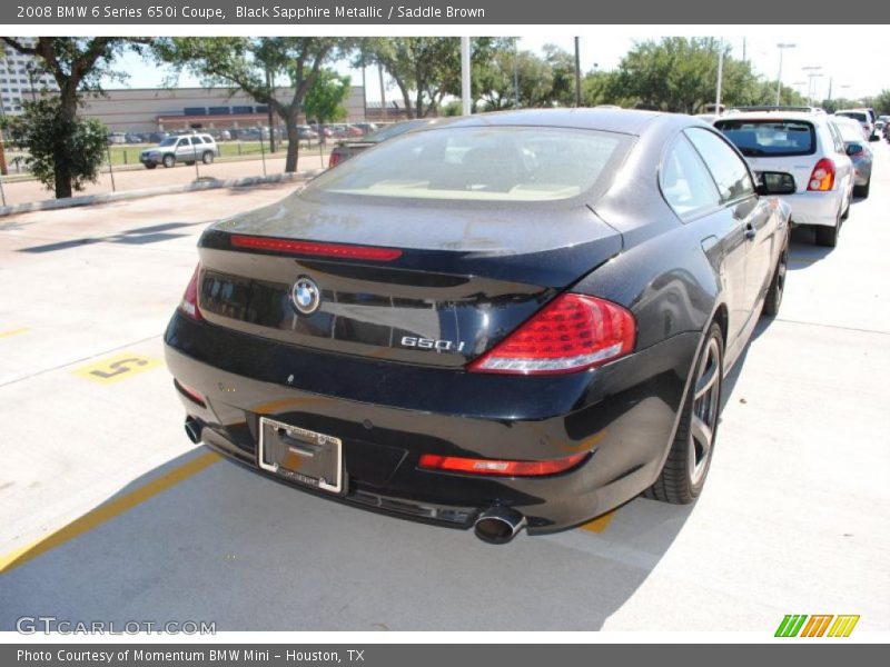 Black Sapphire Metallic / Saddle Brown 2008 BMW 6 Series 650i Coupe