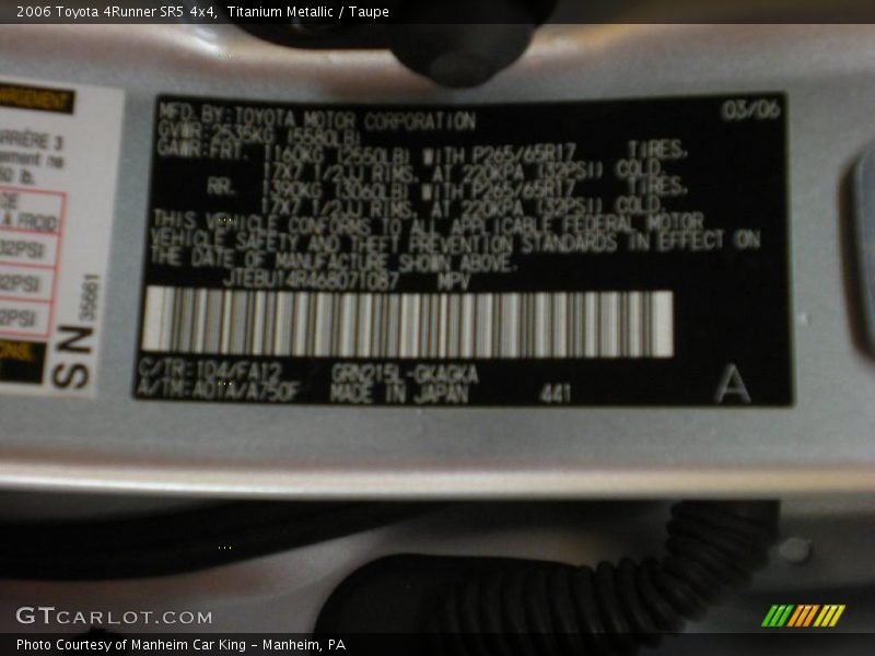 Titanium Metallic / Taupe 2006 Toyota 4Runner SR5 4x4