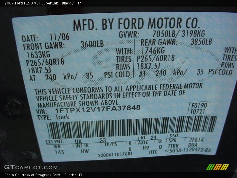 Black / Tan 2007 Ford F150 XLT SuperCab