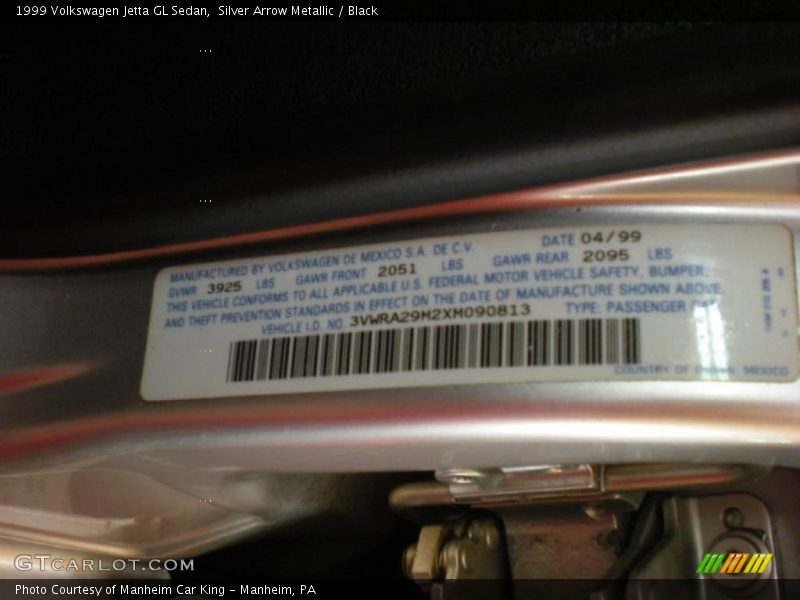 Silver Arrow Metallic / Black 1999 Volkswagen Jetta GL Sedan