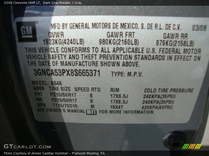 Dark Gray Metallic / Gray 2008 Chevrolet HHR LT