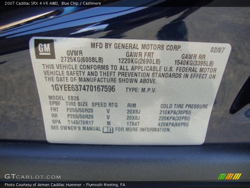 Blue Chip / Cashmere 2007 Cadillac SRX 4 V6 AWD