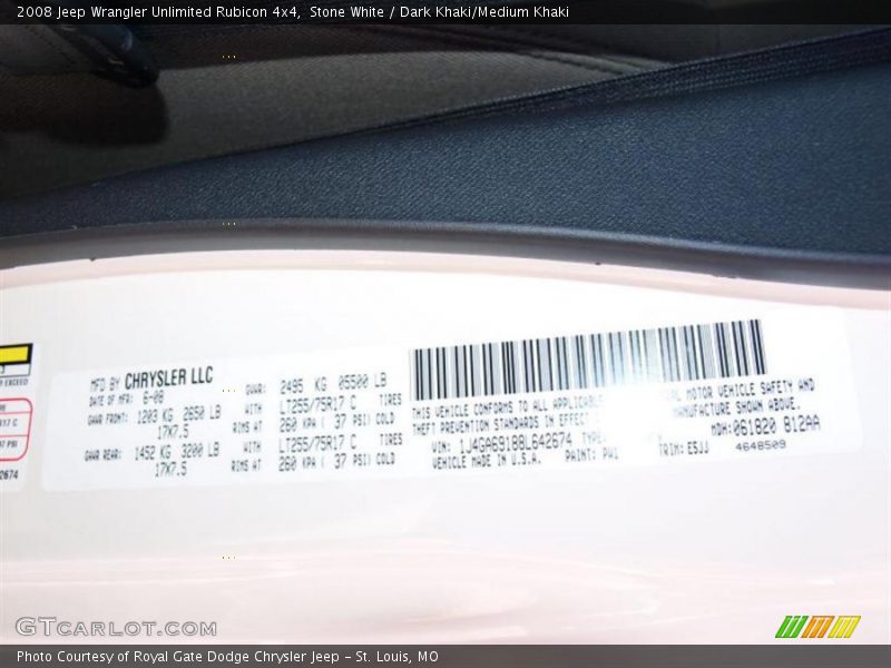 Stone White / Dark Khaki/Medium Khaki 2008 Jeep Wrangler Unlimited Rubicon 4x4