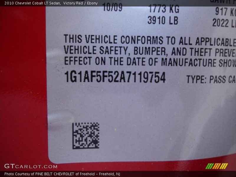 Victory Red / Ebony 2010 Chevrolet Cobalt LT Sedan