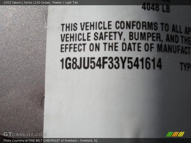 Pewter / Light Tan 2003 Saturn L Series L200 Sedan