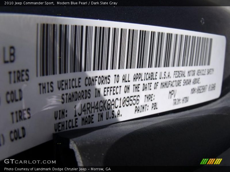 Modern Blue Pearl / Dark Slate Gray 2010 Jeep Commander Sport