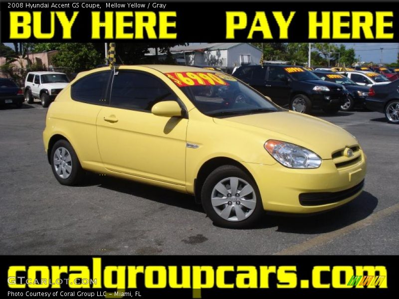 Mellow Yellow / Gray 2008 Hyundai Accent GS Coupe