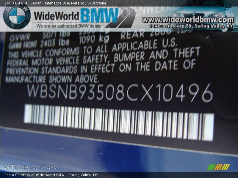 Interlagos Blue Metallic / Silverstone 2008 BMW M5 Sedan