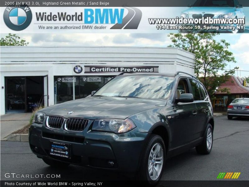 Highland Green Metallic / Sand Beige 2006 BMW X3 3.0i